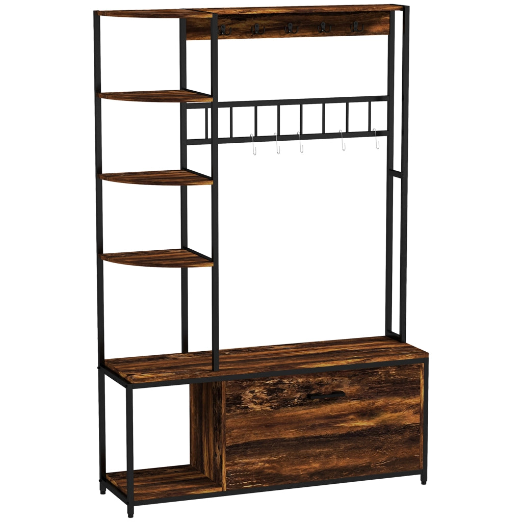 Armadio appendiabiti con ripiani e gancio ¨C Minimal ¨C marrone 90x51x50