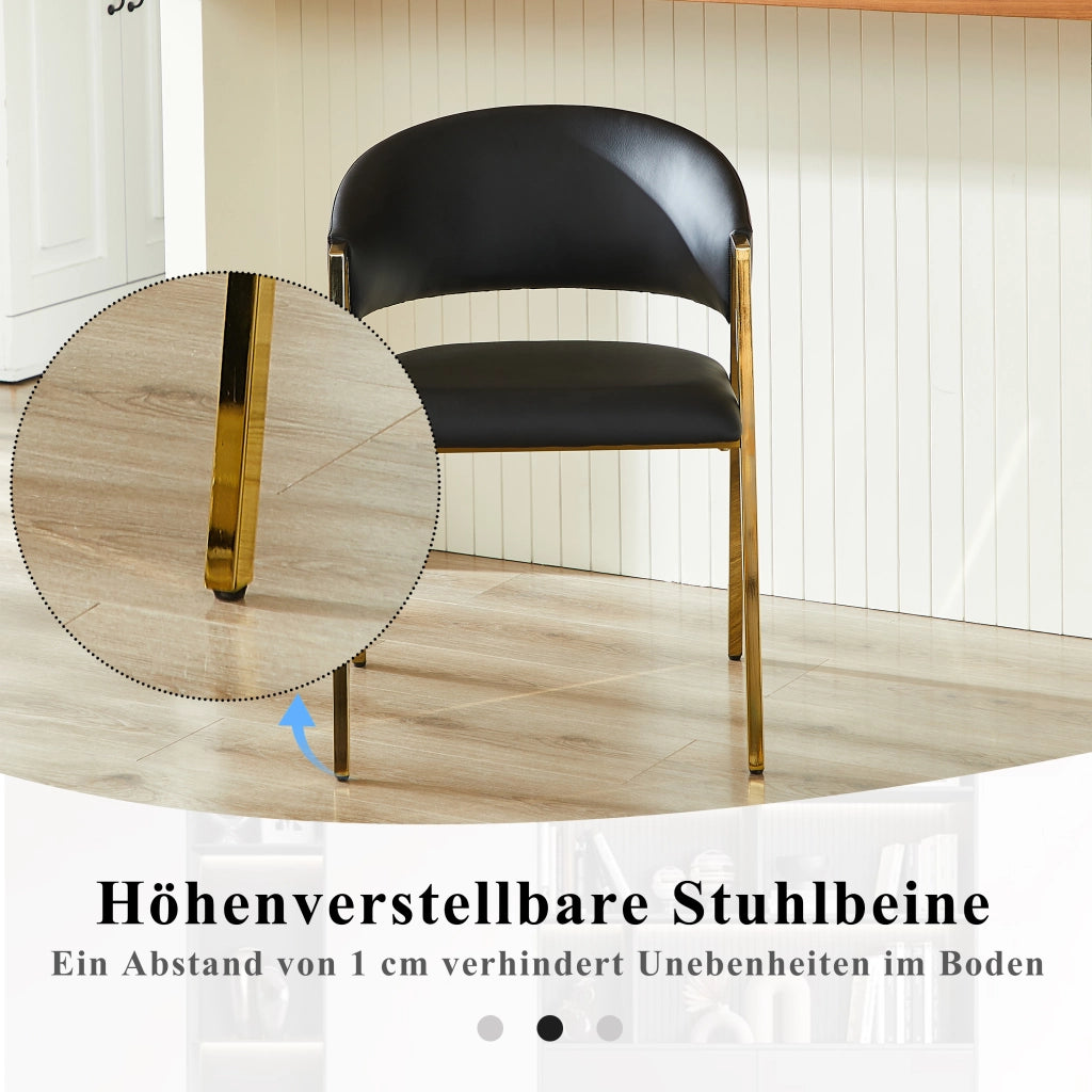 SEDIA con schienale ergonomico Nero struttura in metallo oro