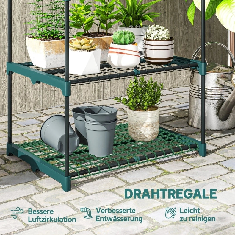 Supporto per piante a 4 livelli in acciaio verniciato verde scuro, 105 cm