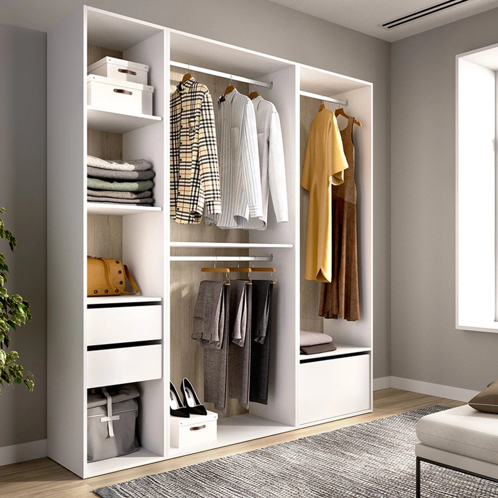 Armadio Camera da Letto Keener, Guardaroba Grande Modulabile, 45x205h cm Bianco
