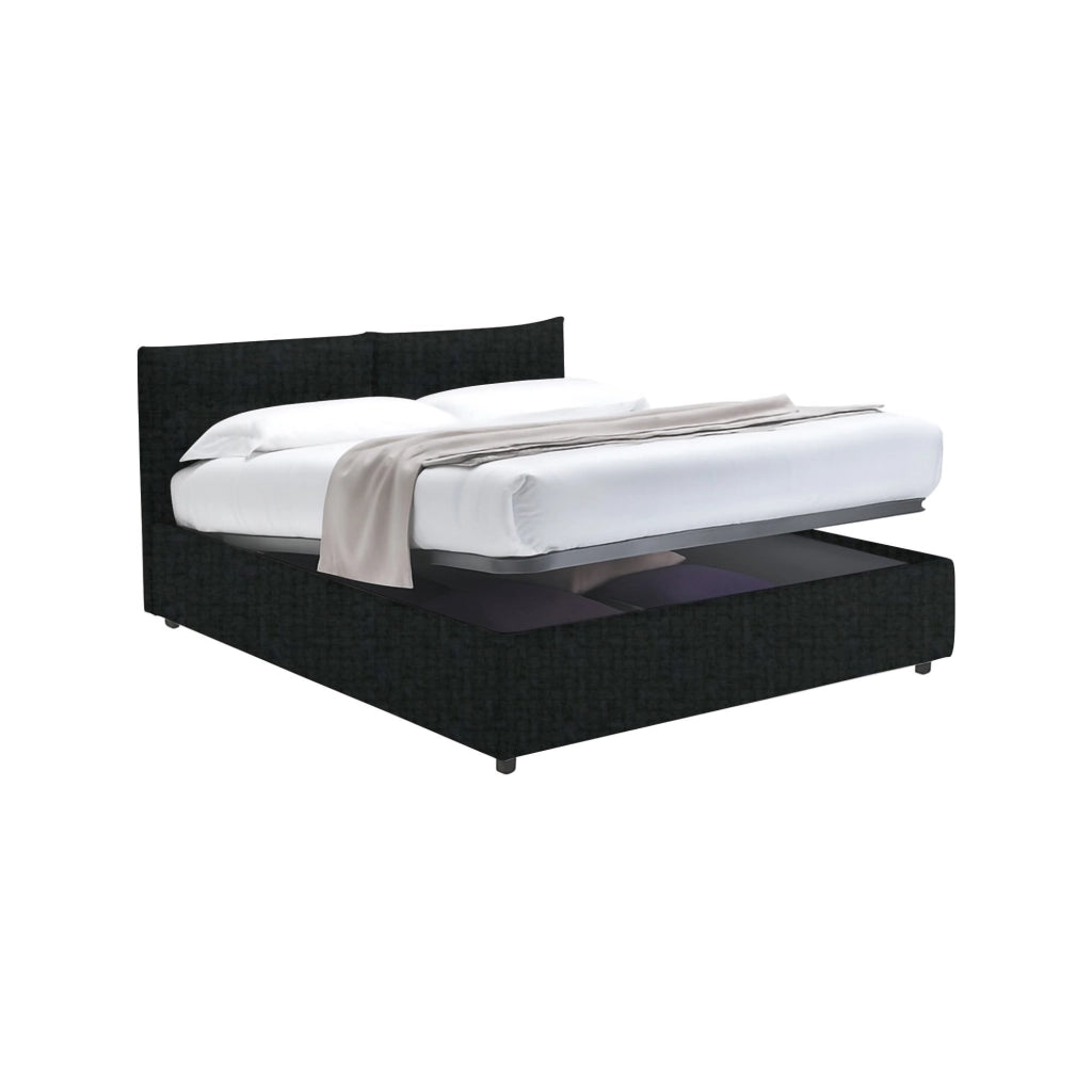 Leeds, Letto Piazza e Mezza Sfoderabile Made in Italy, Grigio Scuro