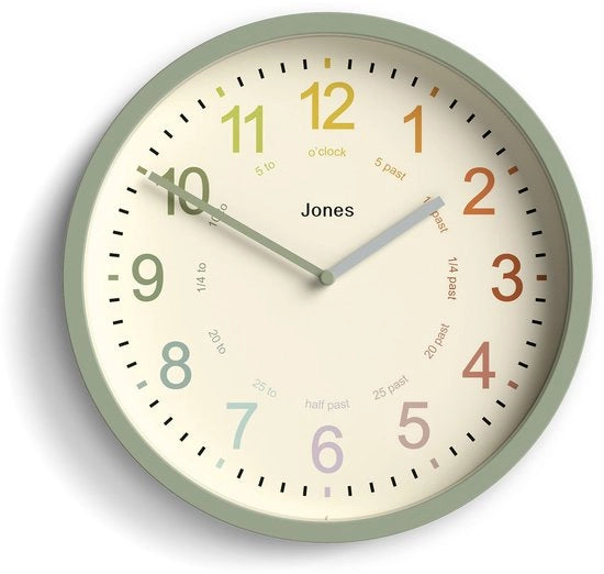 Orologio per bambini – Orologio educativo – Orologio da parete per bambini – Orologi per camere da letto per bambini – Orologio analogico per bambini – Orologio per bambini (verde sabbia)