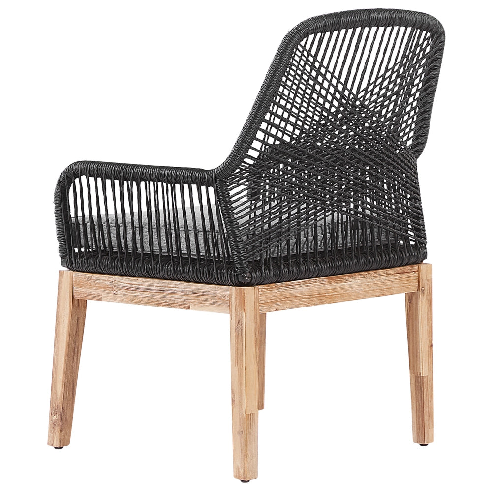 Set da pranzo da giardino con 4 sedie Grigio e nero Legno chiaro Cemento Acacia 190 x 100 cm Mobili da giardino