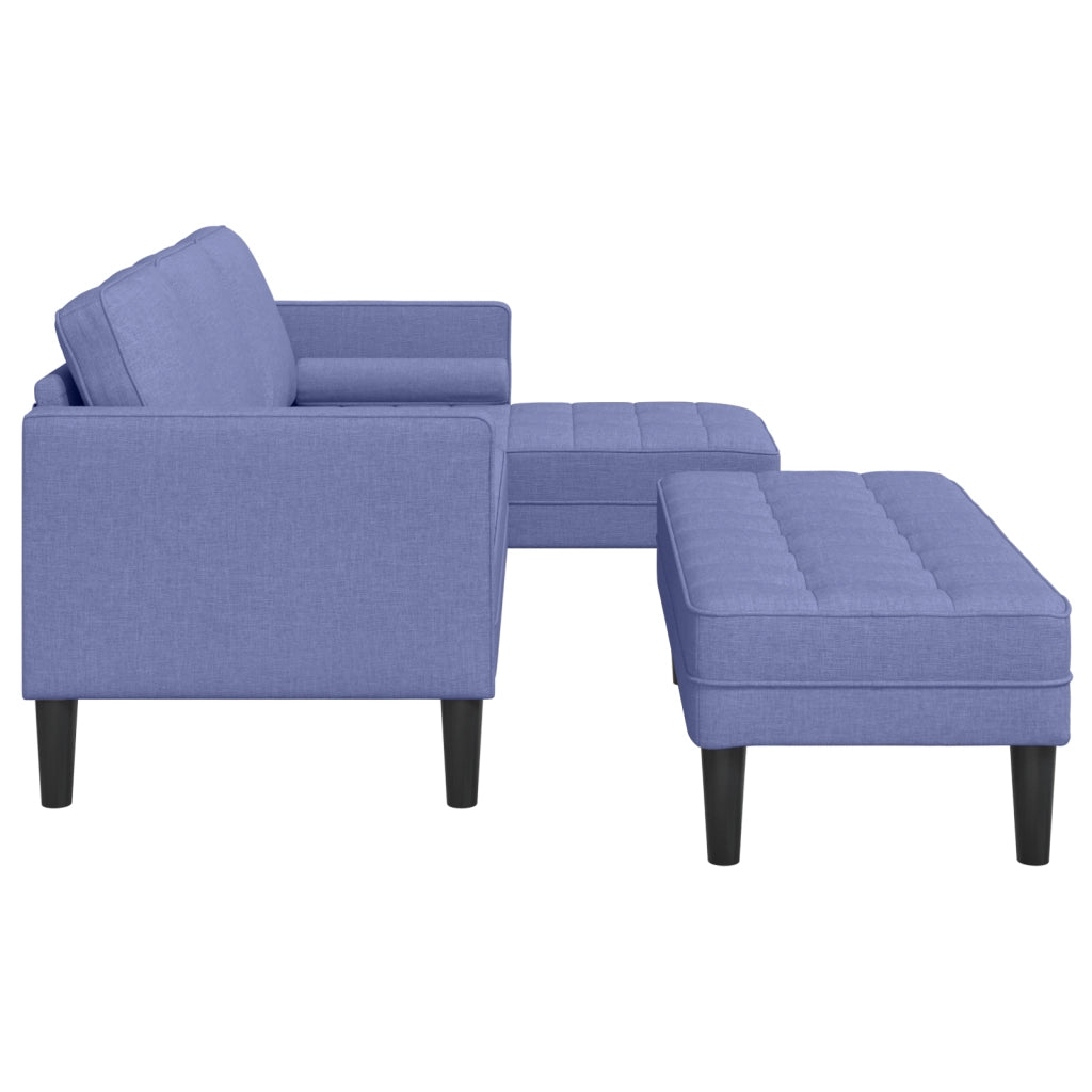 Set di divani a 2 pezzi con cuscini Blu jeans in tessuto