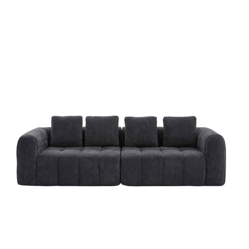 Divano Angolare Modulare 2 Pezzi ¨C MINIMAL ¨C Velluto Grigio Scuro, Braccioli, 260x94,5x80cm