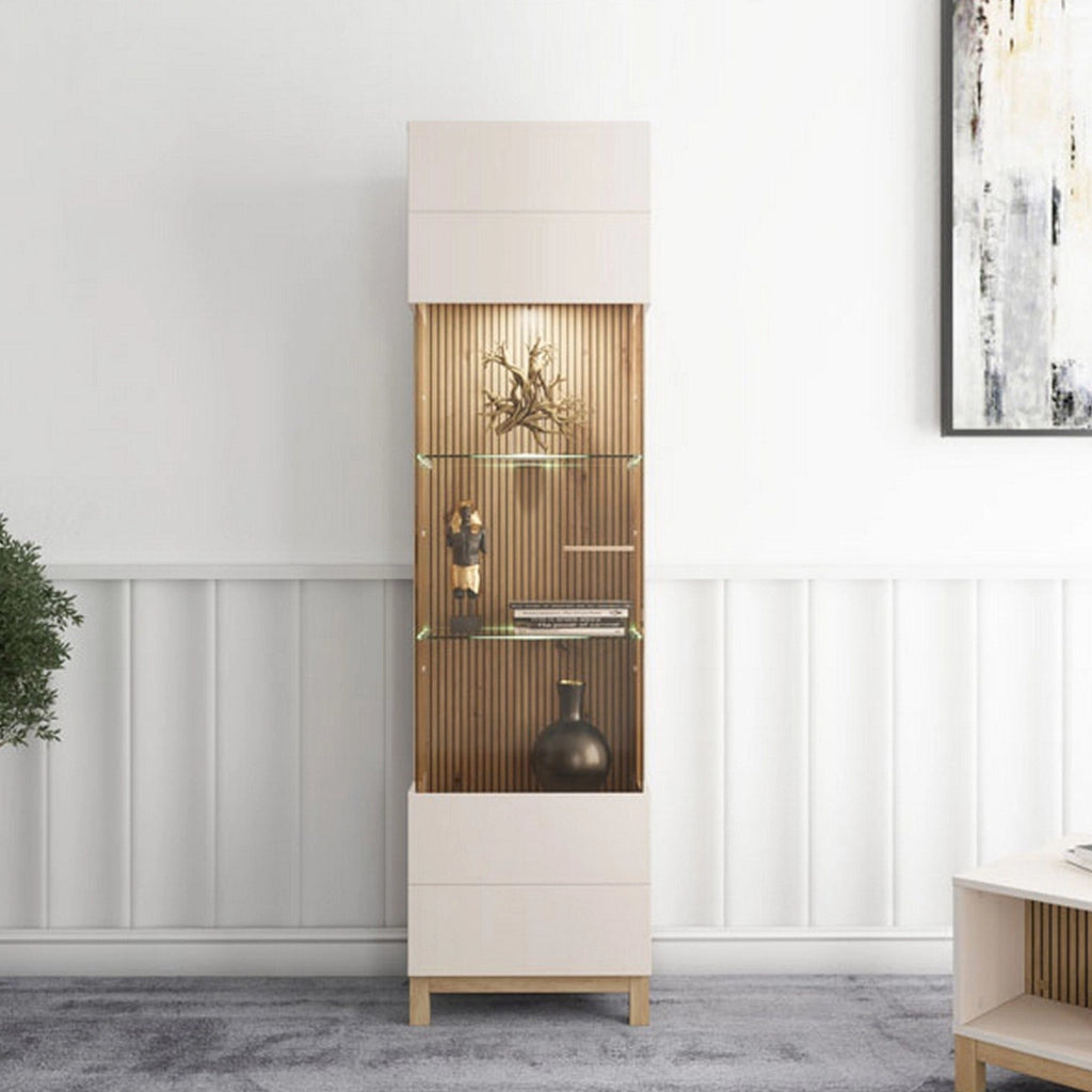 Mobile Espositore Usseaux, Vetrina 4 Ripiani, 51.5x35x191.5h cm Marrone