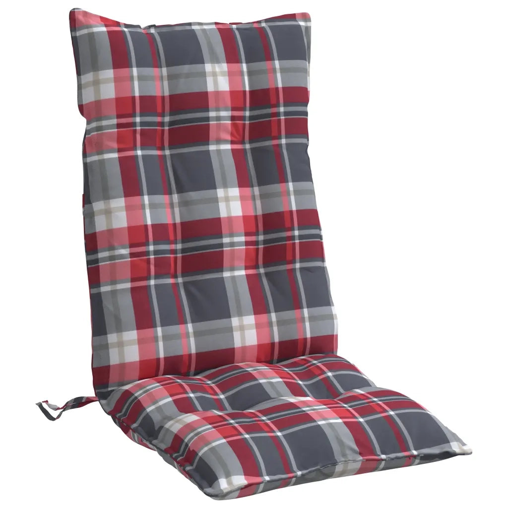 Cuscini Sedia Schienale Alto 6 pz Quadri Rosso Tessuto Oxford 377643