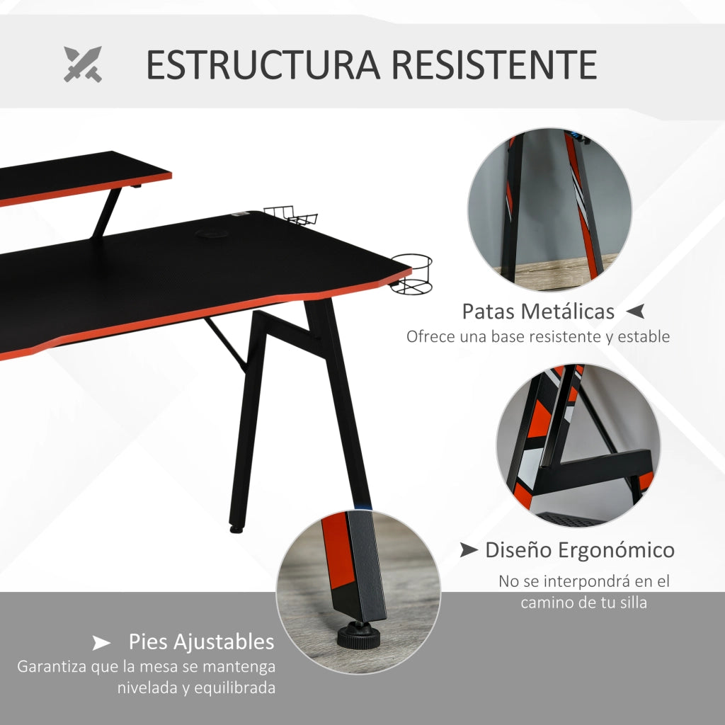 Scrivania Gaming per PC con Supporto Monitor ¨C zephmum ¨C Nero 120x60x94,5 cm