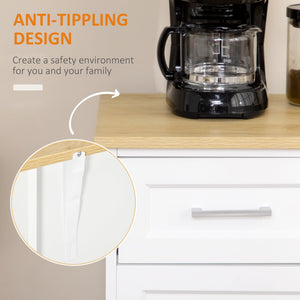 Credenza Moderna 3 Cassetti e 3 Ante 101x39x82 cm in MDF e Truciolato Bianco