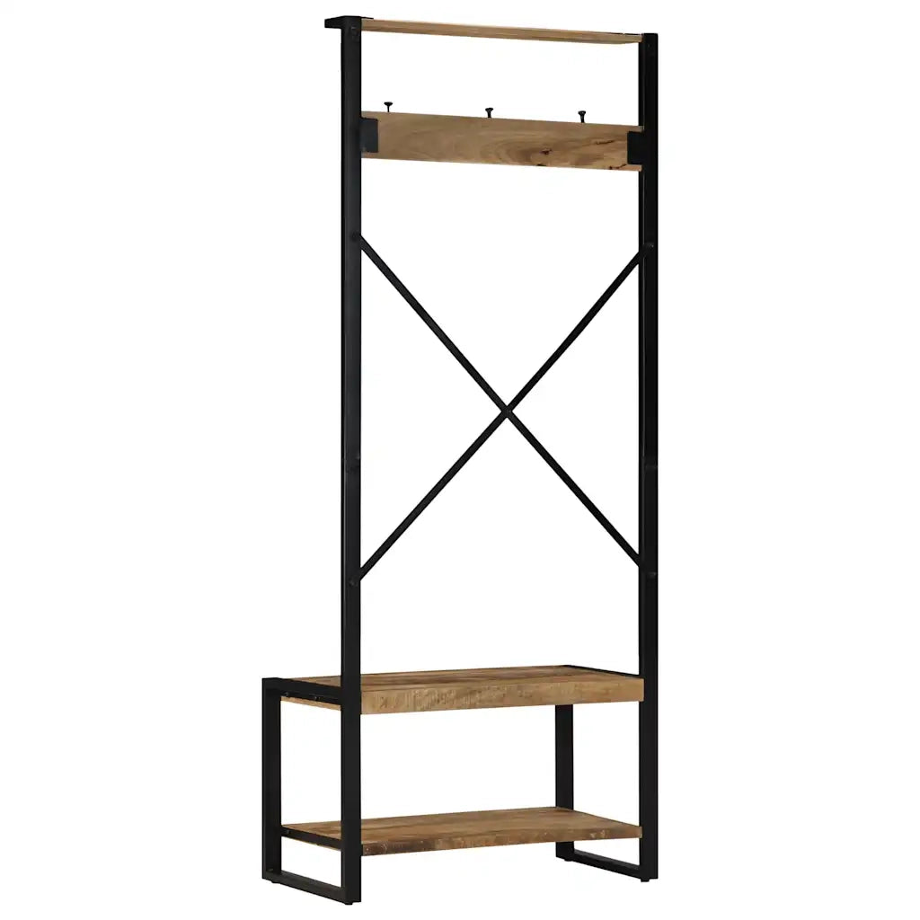 Appendiabiti 80x40x190 cm in Legno Massello Grezzo di Mango 4015961