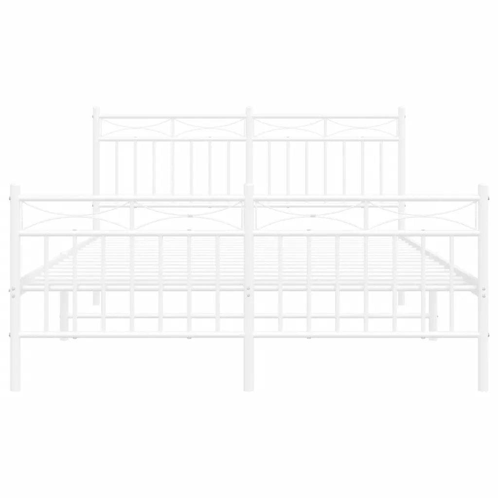 Giroletto con Testiera e Pediera Metallo Bianco 140x190 cm 373758