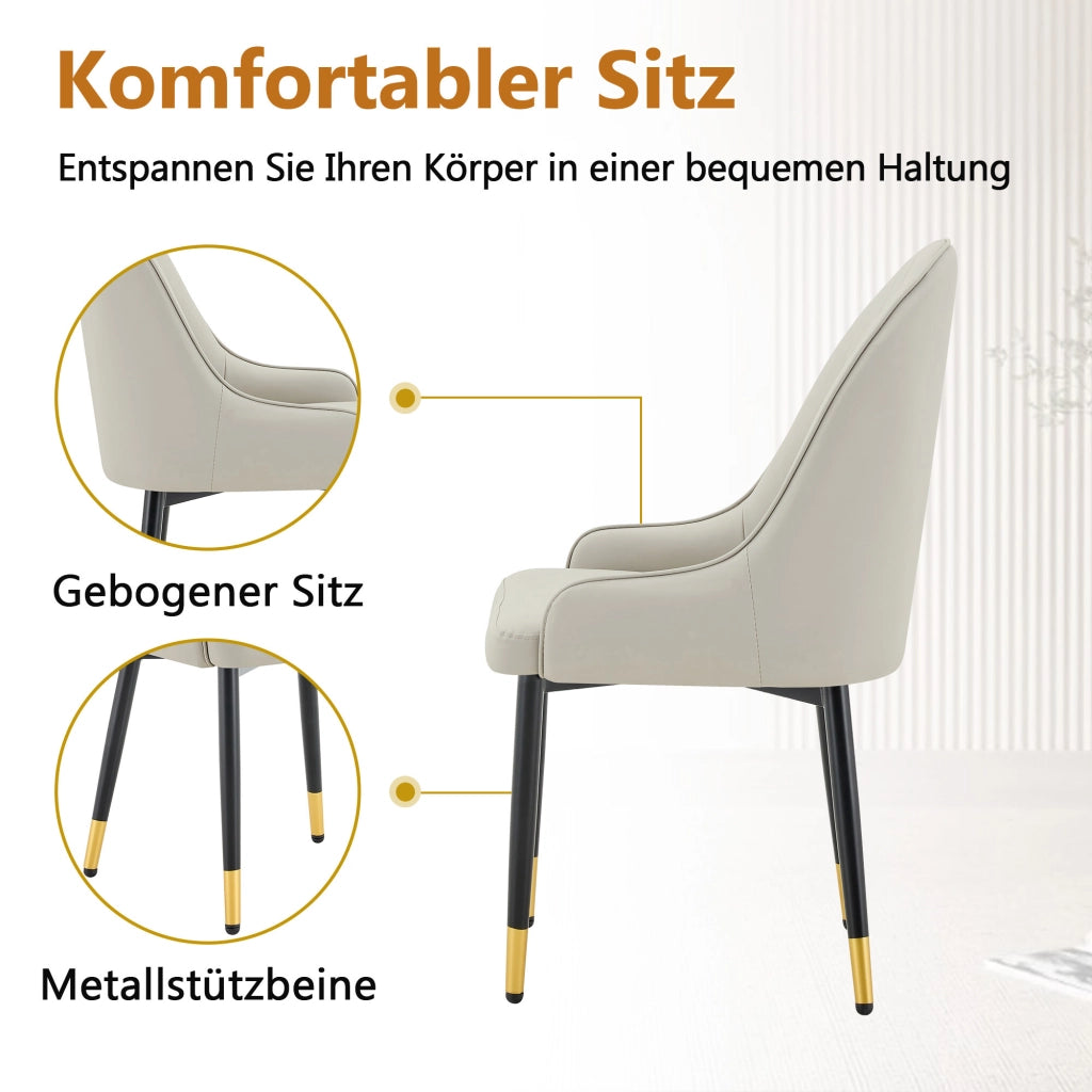 SEDIA da pranzo ergonomica 91 cm in PU grigio caldo Set da 2 pezzi