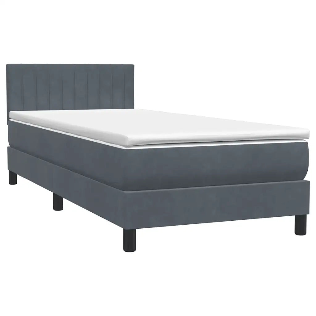 Giroletto a Molle con Materasso Grigio Scuro 80x220 cm Velluto 3316426