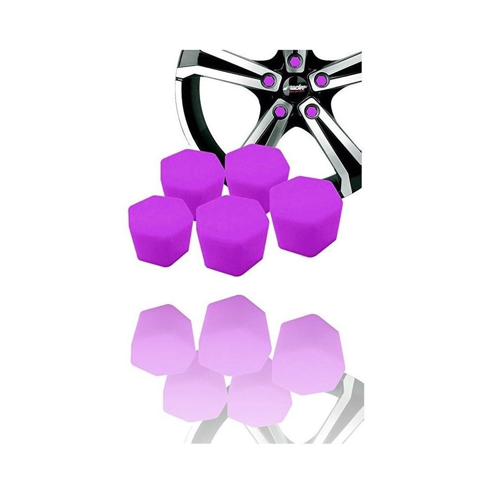 Trade Shop - 20 Copribulloni Copri Bulloni Dadi Silicone Fluorescenti Viola Cerchi Ruota -