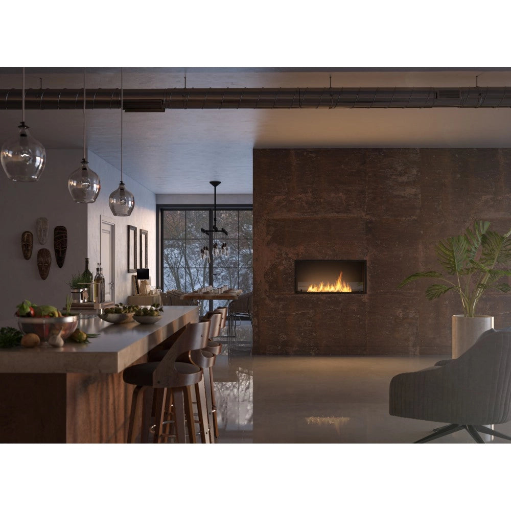 Caminetto a Bioetanolo Inside Black 1000 da Incasso - Nero Opaco, con Vetro, Bruciatore 3L, Design Moderno
