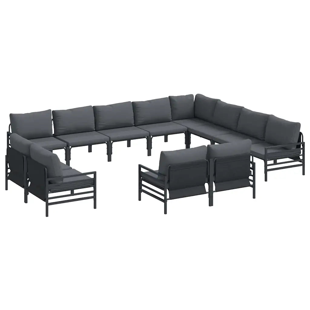 Set Divano da Giardino con cuscino 12 pcs Nero Acciaio 3379036