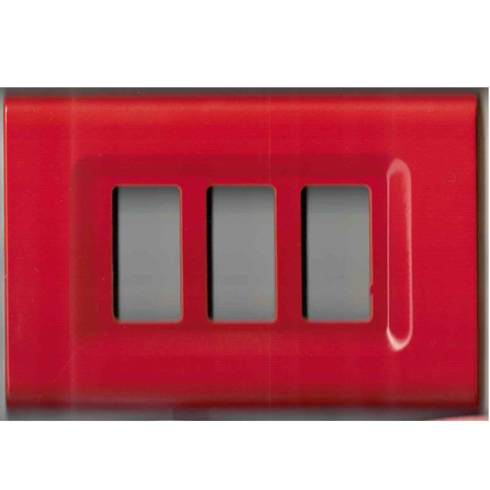 Trade Shop - Placchette Placche In Abs Serie Magic Elite Bticino Compatibili Color Copriprese - Rosso Metallizzato -3 Fori     -