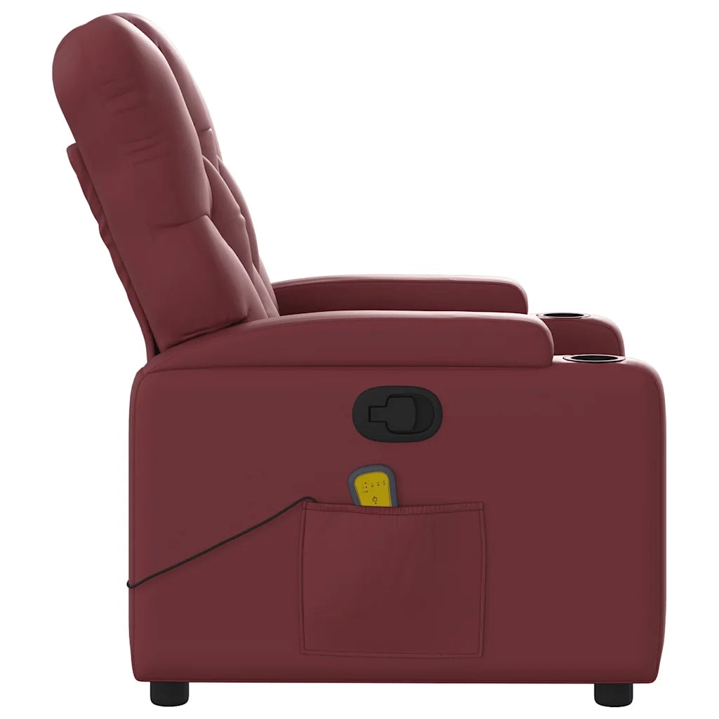 Poltrona Massaggiante Reclinabile Rosso vino in Similpelle 372514