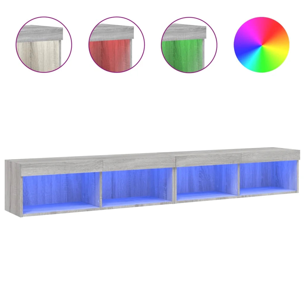 Mobile TV multimediale scaffale TV credenza mobile TV per sala da pranzo soggiorno camera da letto con luci LED 2 pezzi Sonoma 100 x 30 x 30 cm grigio 02_0028880