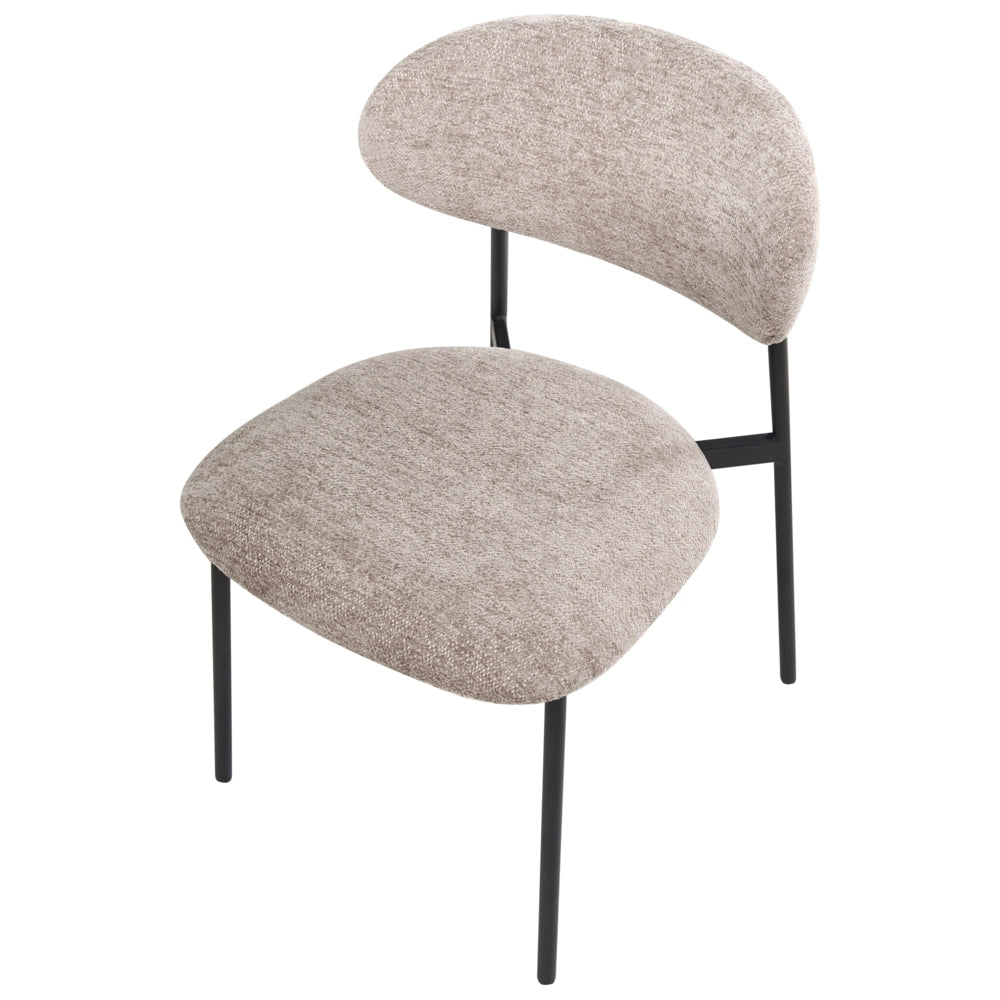 Set di 2 sedie da pranzo imbottite senza braccioli tortora base in metallo design moderno