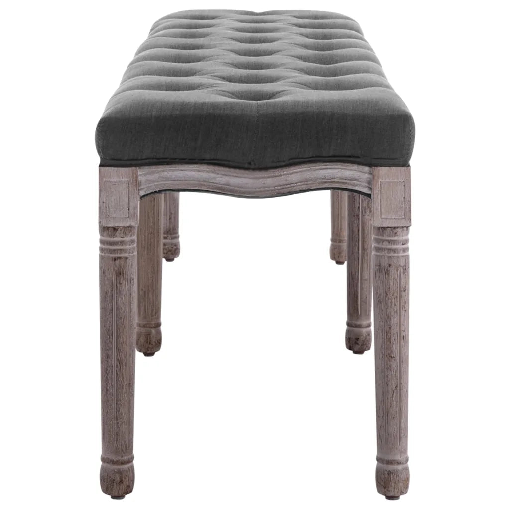 Panca-Sgabello in Lino e Legno Massello 150x40x48 cm Grigio Scuro