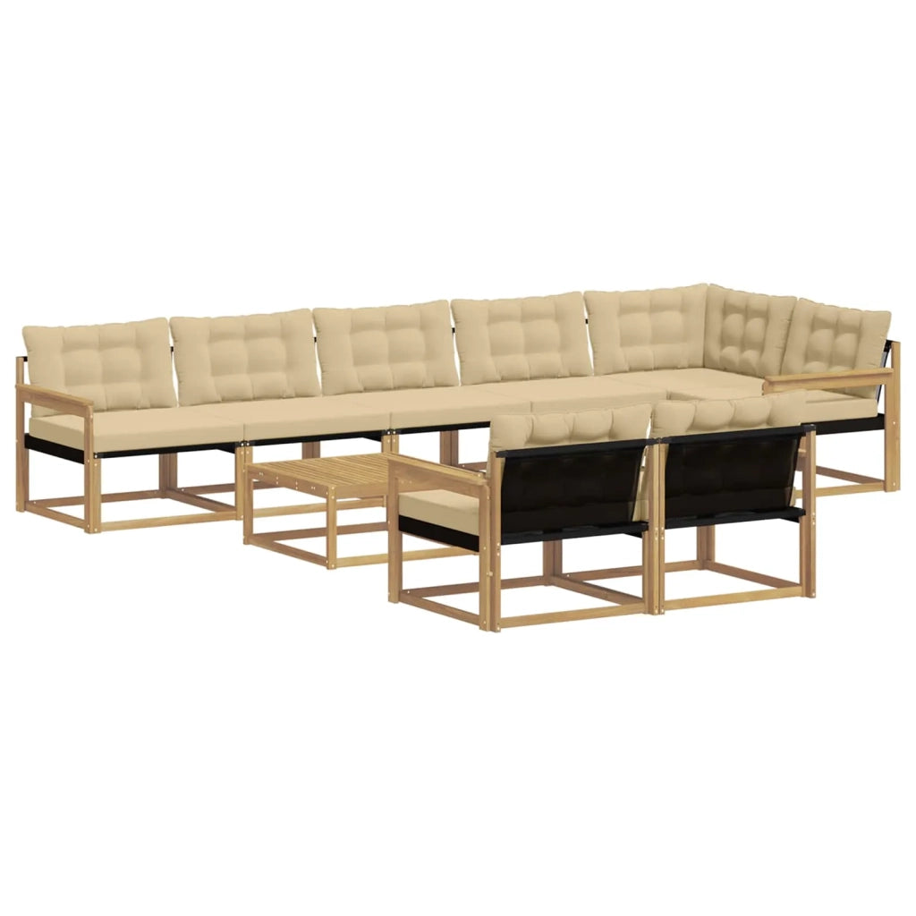 Set di divani da esterno 9 pcs Bianco e Beige 79 x 79 x 37 cm