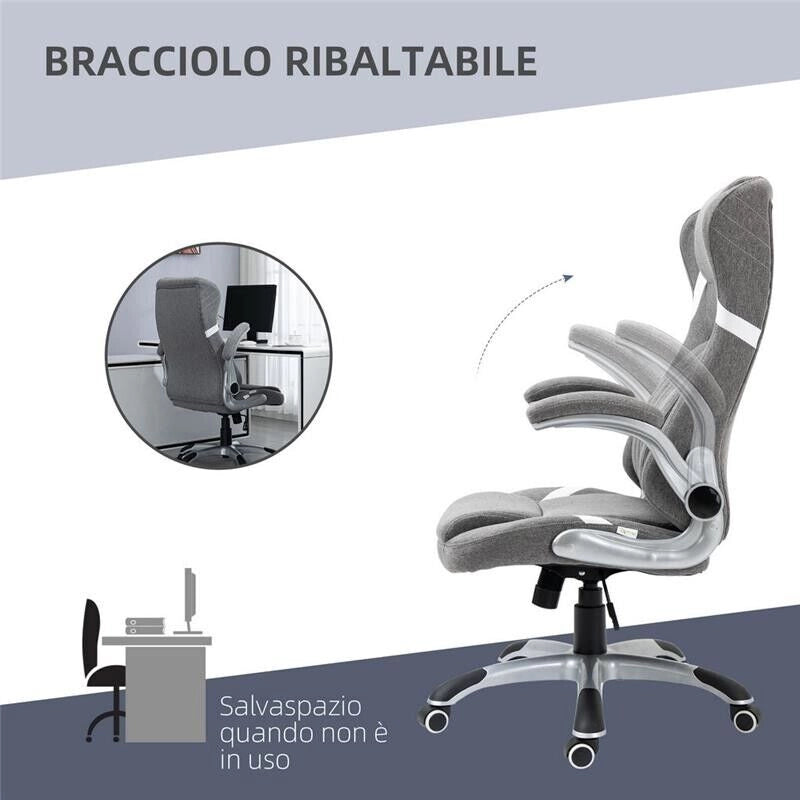 SEDIA DA UFFICIO RECLINABILE IN TESSUTO CON ALTEZZA REGOLABILE, 68X76X109-117 CM