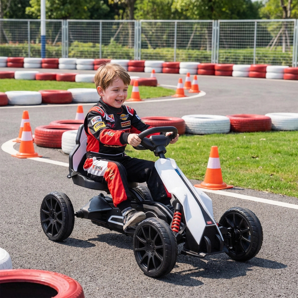 Go-Kart Elettrico per Bambini ¨C zephmum ¨C Bianco, Metallo e Plastica