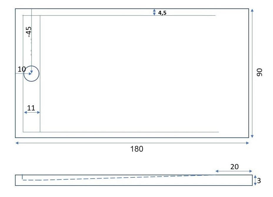 Piatto Doccia 70x140 cm in Pietra Bonussi Kamet Nero