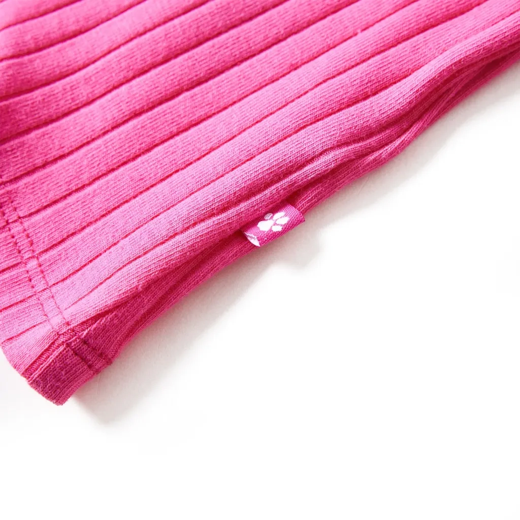 Maglietta da Bambina a Maniche Lunghe a Costine Fucsia 116 13841