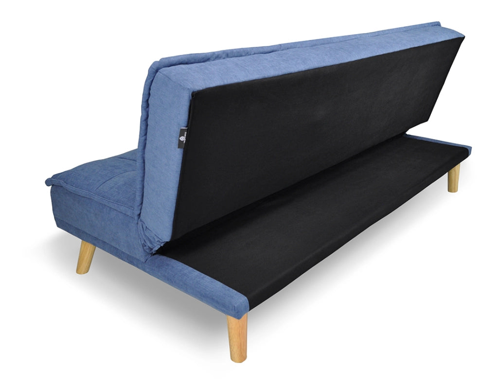 Divano letto clic clac in tessuto vellutato blu, divano 3 posti - Bart - DL-BA07FBC