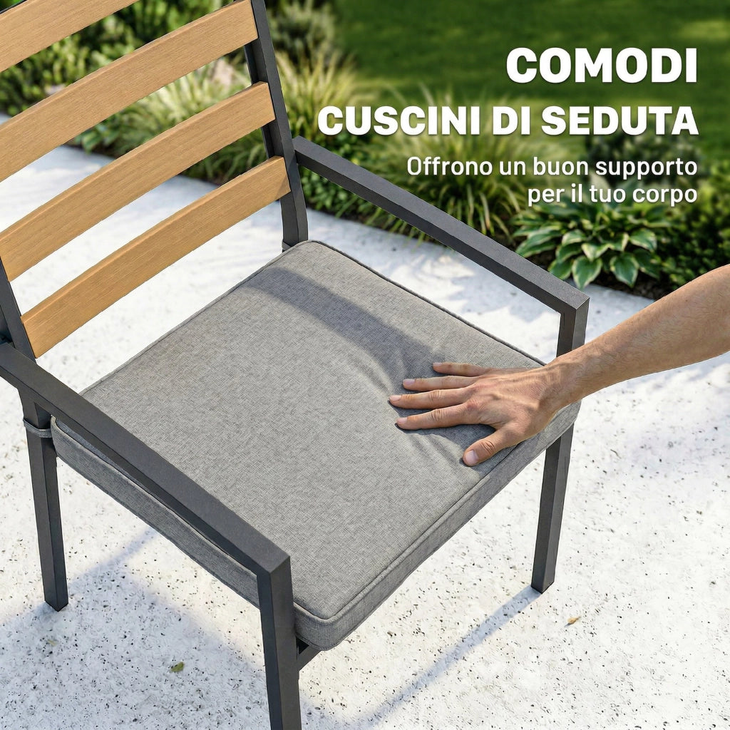 Tavolo da pranzo allungabile con sedie ¨C zephmum ¨C nero, 6 persone