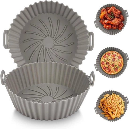 Siliconen ciotola per Airfryer - 2 pezzi, 16,5 cm - Rivestimento riciclabile, resistente al calore e antiaderente - Accessorio per frittura ad aria - Doppia ciotola in silicone