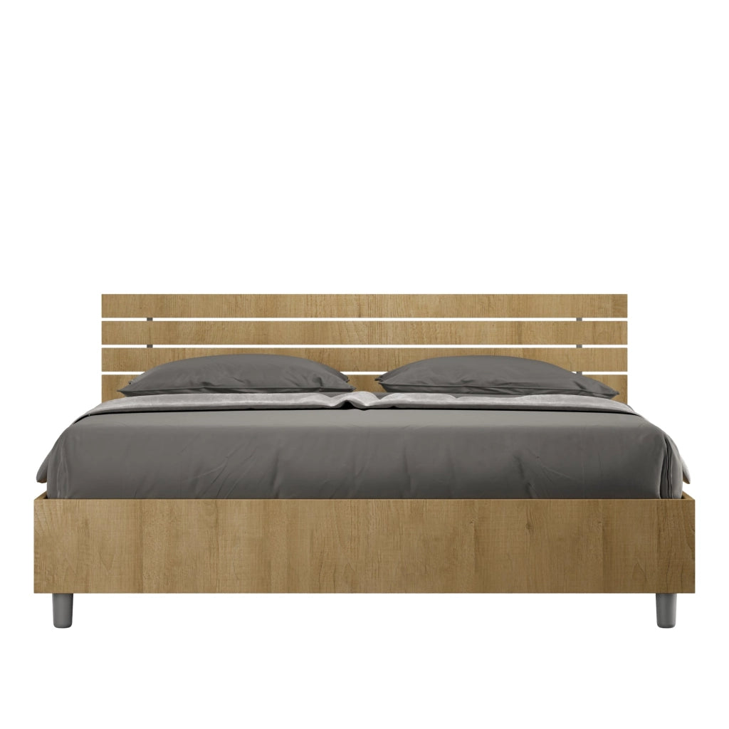 Letto Matrimoniale 160x200 cm Senza Rete Testata Doghe Dritta Ankel Quercia Natura