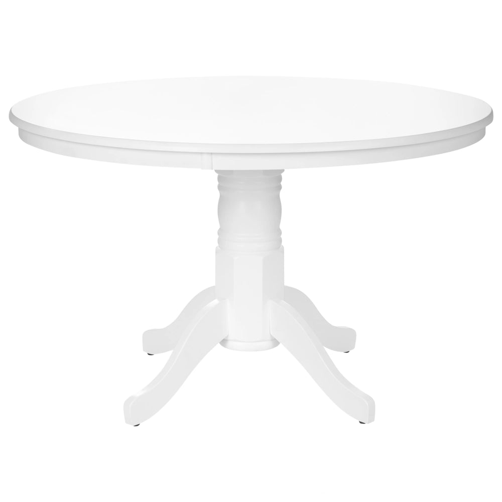 Tavolo da pranzo rotondo in legno retrò con piedistallo 100 cm bianco stile retrò vintage