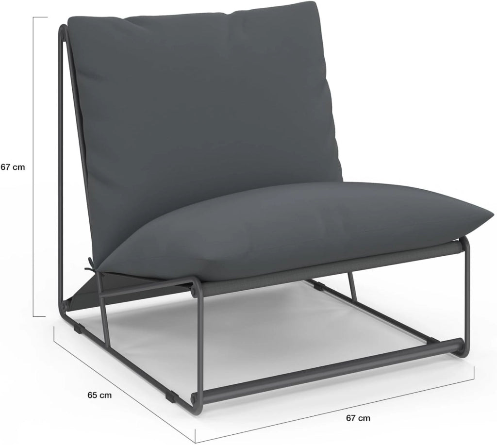 Set di 2 poltrone da Giardino Grigio Napoli con Cuscini Grigio Antracite