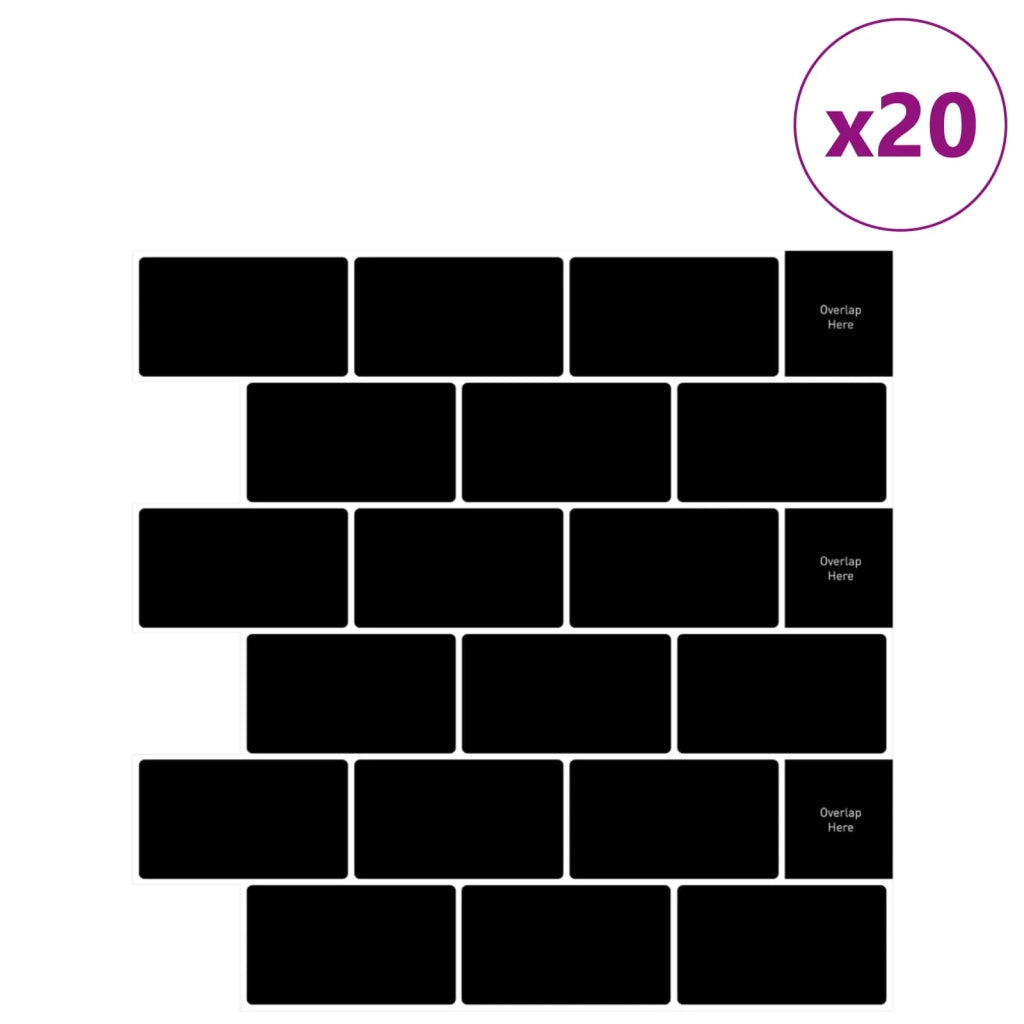 Piastrella subway 20 pz Nero 30 x 30 cm Poliuretano e PET CFW3522732