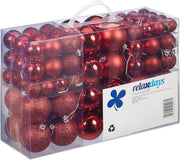 Set di Palline di Natale da 100 pezzi - Decorazioni tradizionali per albero di Natale rosse, mat, lucide e con glitter, dimensioni 3, 4 e 6 cm