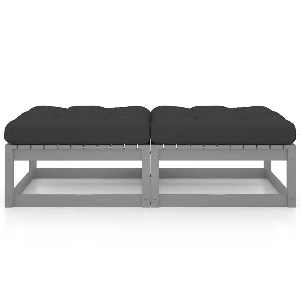 Sedia da giardino-Poggiapiedi da Giardino con Cuscini 2 pz Massello di Pino 672087