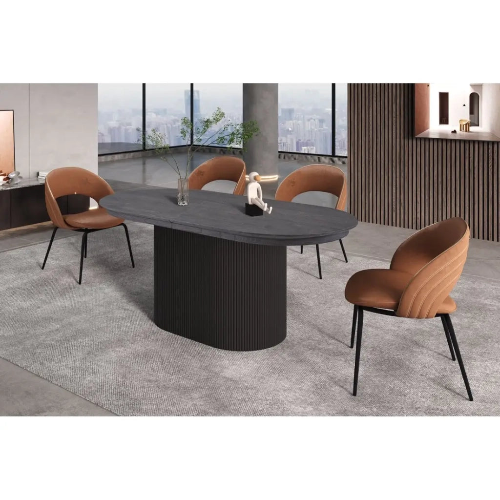 Tavolo allungabile VAGOS – 180-220 cm – Forma ovale – Colore marrone scuro – Stile Design