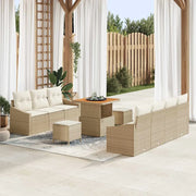 Set Divano da Giardino con cuscino 10 pcs Beige polyrattan