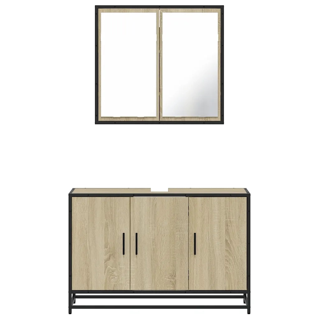 Set Mobili da Bagno 2 pz Rovere Sonoma in Legno Multistrato 3300891