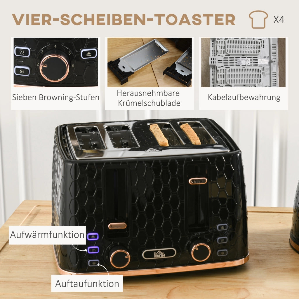 Set Colazione 2in1 Tostapane e Bollitore ¨C Xylo ¨C 1,7L 4 Fette Nero