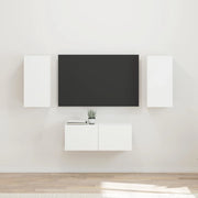 Set mobile TV Montaggio a parete 6 pcs Bianco Legno multistrato 3409060
