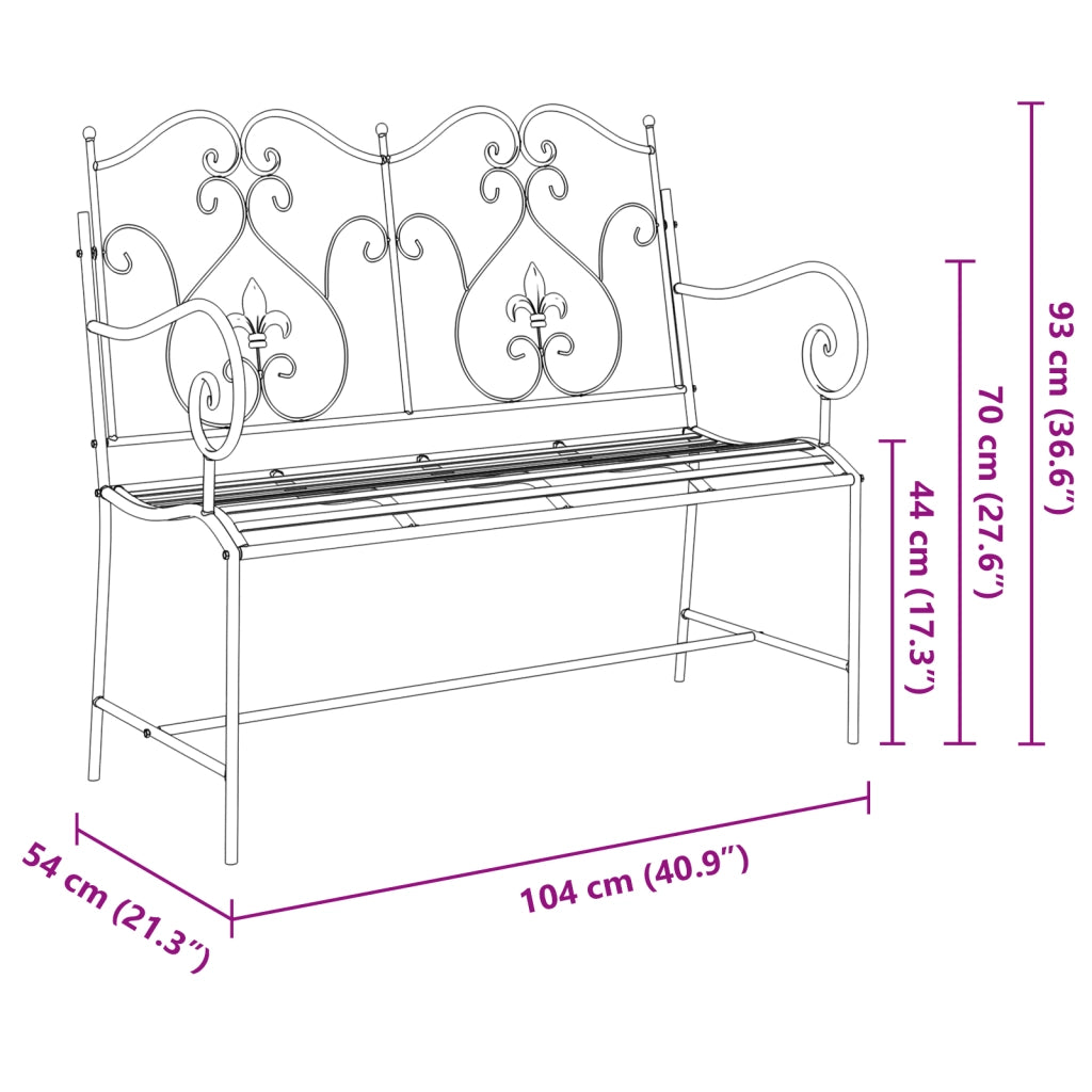Panchina Bianca Metallo 104 x 54 x 93 cm Durevole
