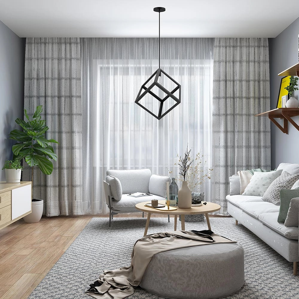 Lampadario Lampada Sospensione Cubo 28cm Design Moderno Paralume Metallo Nero
