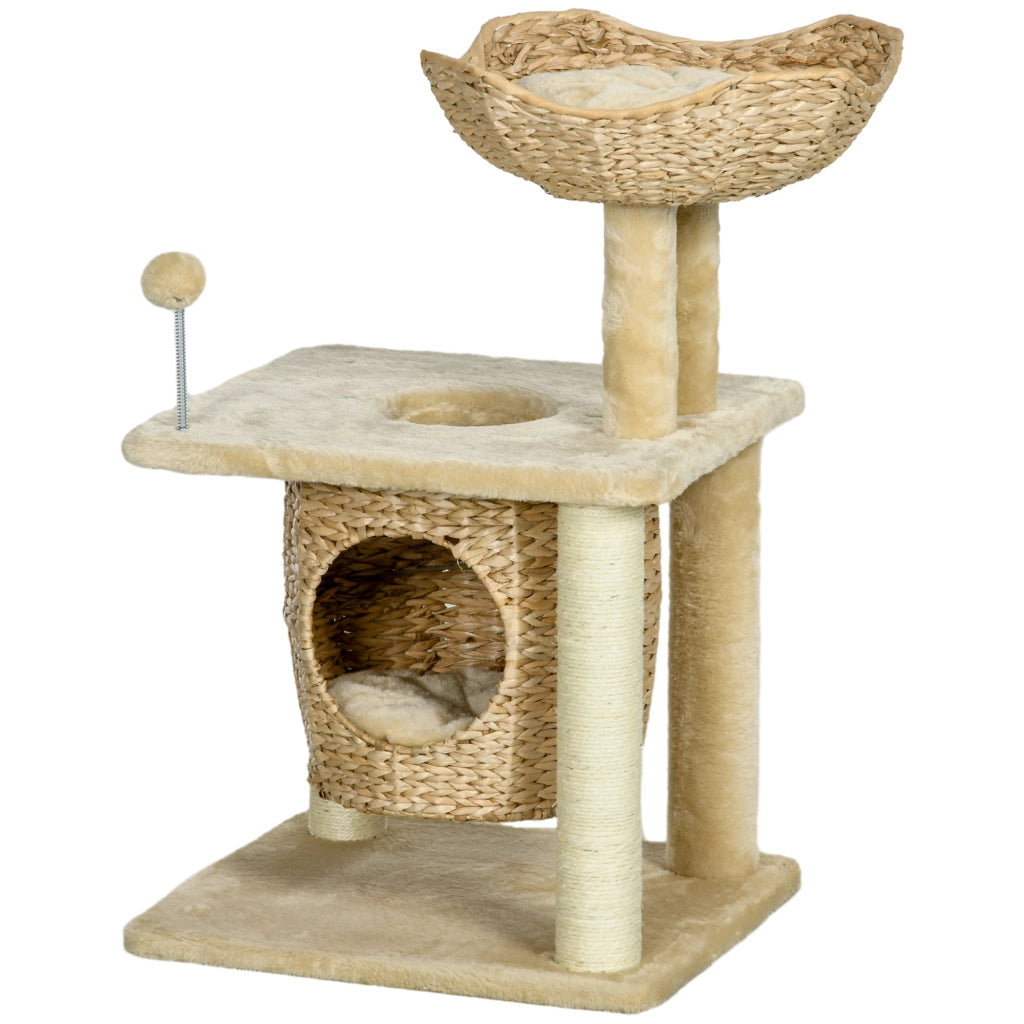 Albero per gatti con tiragraffi in sisal e nicchia ¨C zephmum ¨C beige 45x40x74 cm
