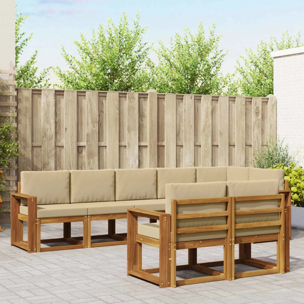 Set di divani da esterno con cuscino 8 pcs Naturale e Beige 3366576