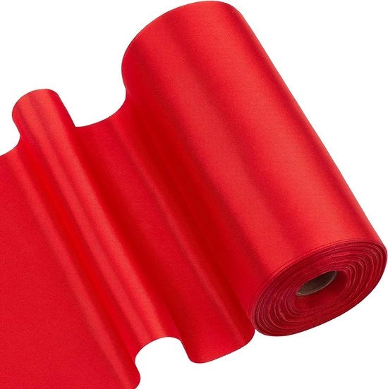 Tessuto satino doppio confezionato a 27 metri x 6 pollici - stoffa a tessuto rossa - tessuto liscio - grande confezione di nastro - grande apertura - nastro per poltrone - creare un arco di fiori - decorazione per feste