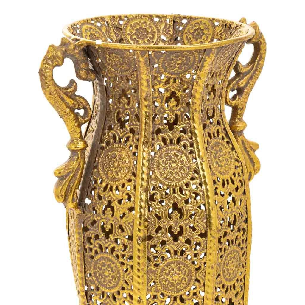 Vaso in metallo dorato 16x12x38,5h cm